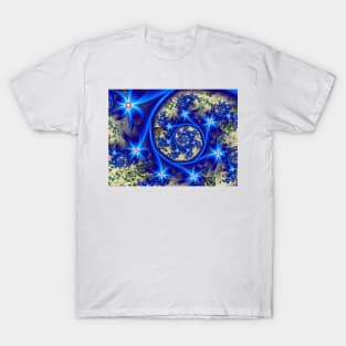 Blue Swirling Flowers T-Shirt